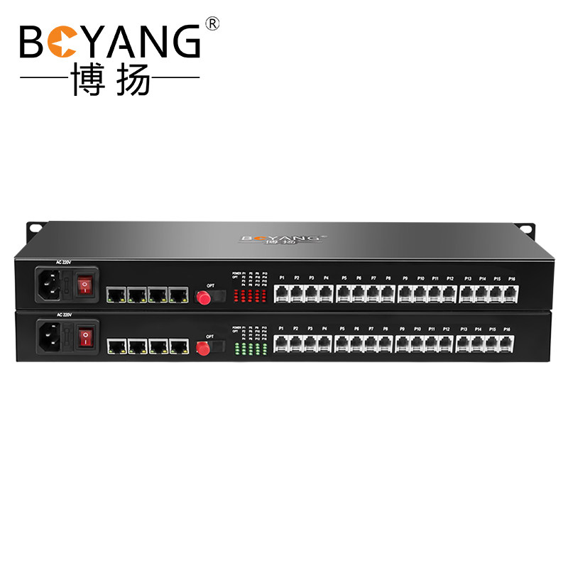 博扬 电话光端机16路电话语音对讲+2路千兆网络带物理BY-16P2GEV