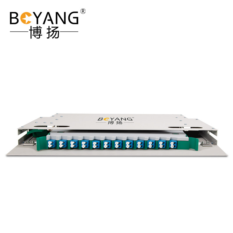 博扬 12口24芯ODF光纤配线架/子框/单元体满配 LC单模双工推拉式