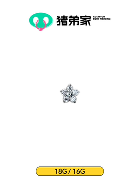 CC猪弟家 16G/18G mini五瓣花 镜面抛光钛合金耳钉耳骨钉耳窝钉螺