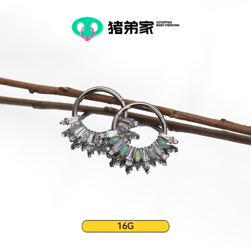 CC猪弟家 16G 双宝石簇 耳环高抛光钛合金耳环耳骨环耳圈环耳圈