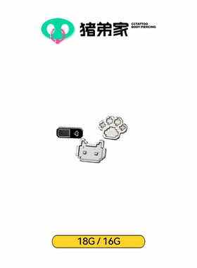 CC猪弟家 16G/18G 像素 钛合金内螺纹饰品 耳钉耳骨钉防过敏