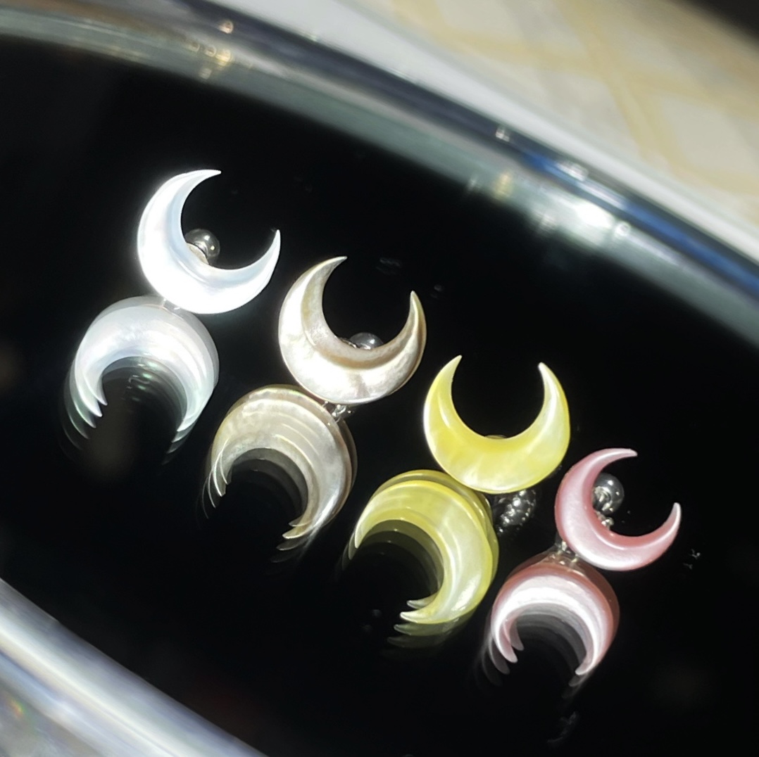 cctattoo天然贝壳月亮不用耳骨钉