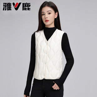 雅鹿羽绒马甲女内穿2025新款轻薄短款背心大码修身贴身保暖内胆冬