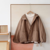 外套 2025新日系连帽宽松百搭长袖 柔软小众大口袋上衣棉服女35585