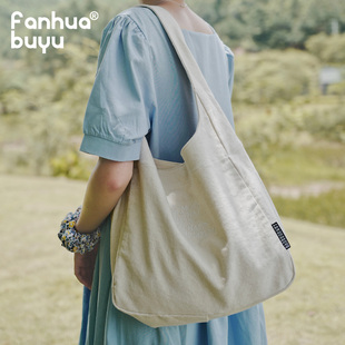 梵花不語字母刺繡單肩包女ins手提袋新款 帆布包韓系慵懶風(fēng)通勤包