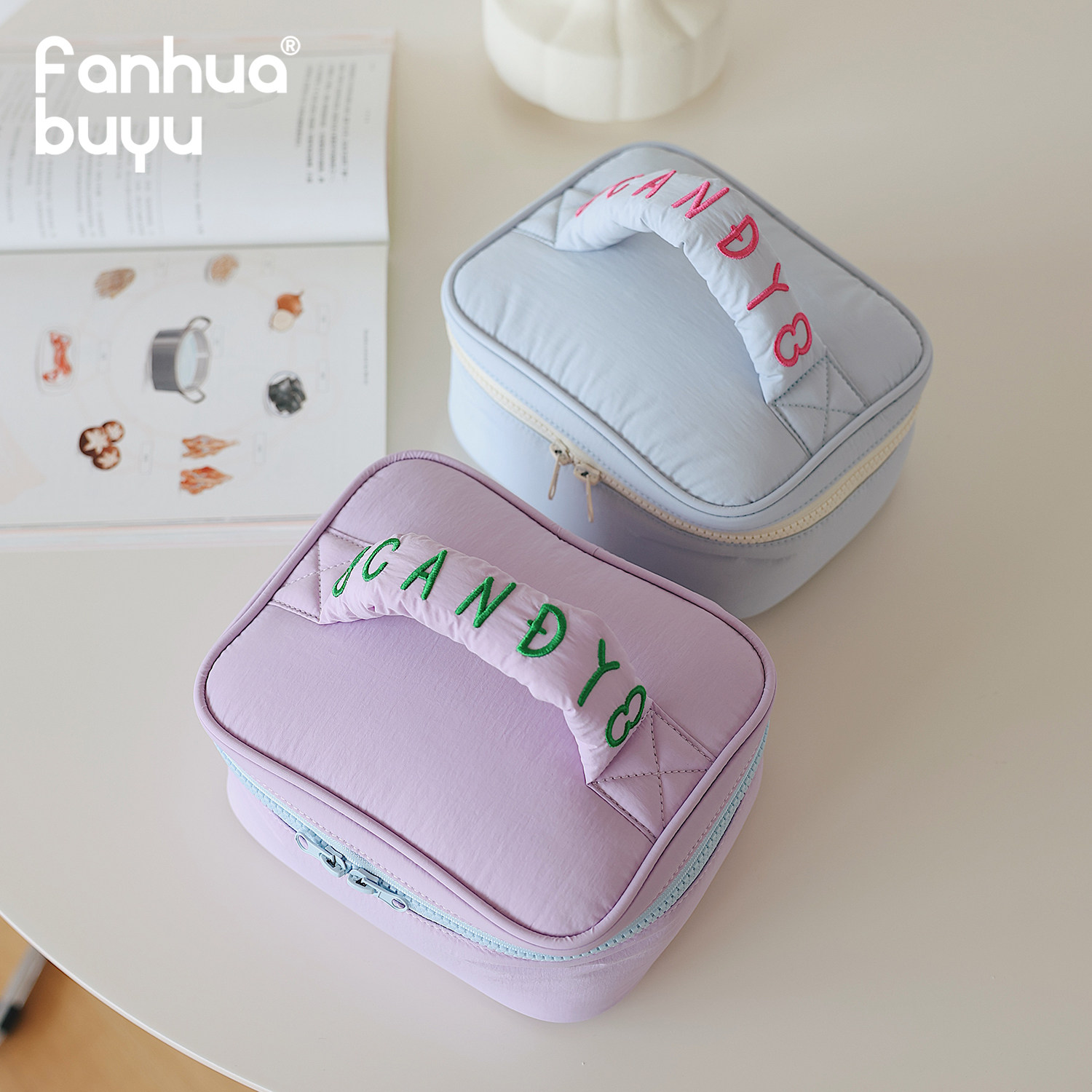 梵花不语原创设计可爱手提大容量化妆包便携式女新款收纳包洗漱包