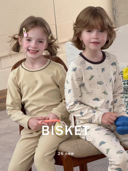 Bisket贝思壳2026秋冬纯棉家居服内衣套装中大童A类韩版秋衣秋裤