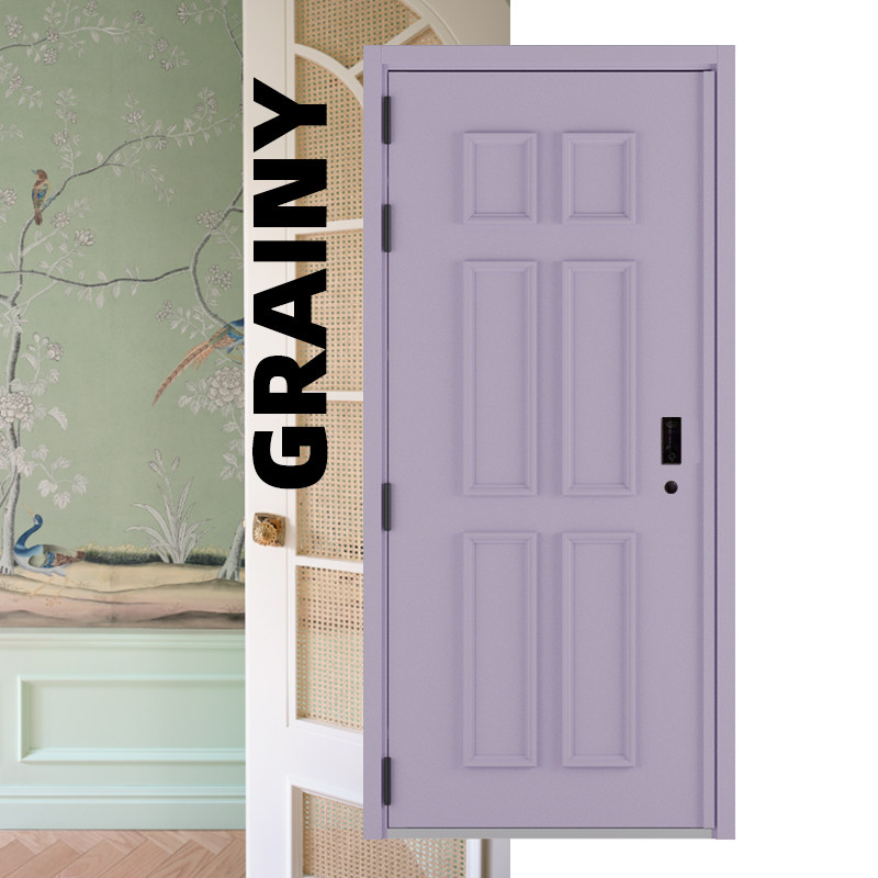 岛川骊住法式入户门 磨砂奶油风 通风门子母门三七门进户门甲级