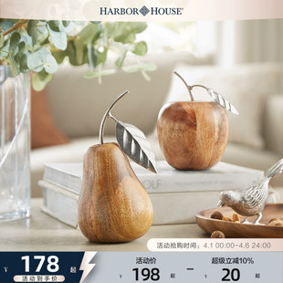 客厅装 饰水果木制苹果梨摆件Wood 家居创意个性 HarborHouse美式