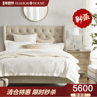 HarborHouse轻奢真皮床头层牛皮双人主卧大床1.8m婚床a实木皮艺床