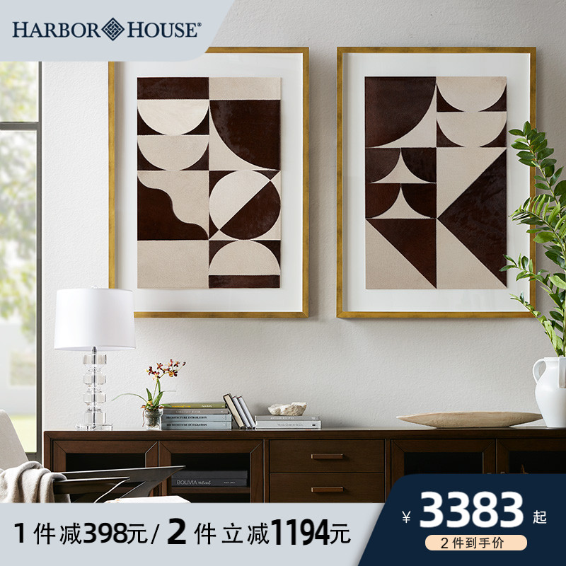 HarborHouse美式现代几何客厅玄关墙面挂画牛皮装饰画Geometry图片