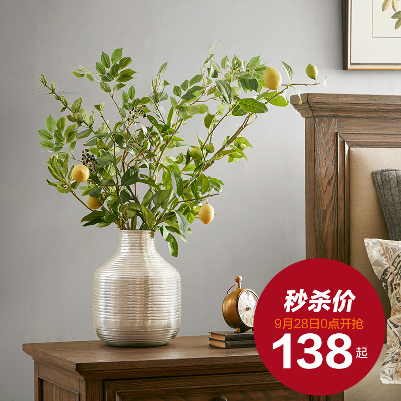 进口手工铜制花瓶银色复古创意插花器客厅摆件KanvaHouseharbor