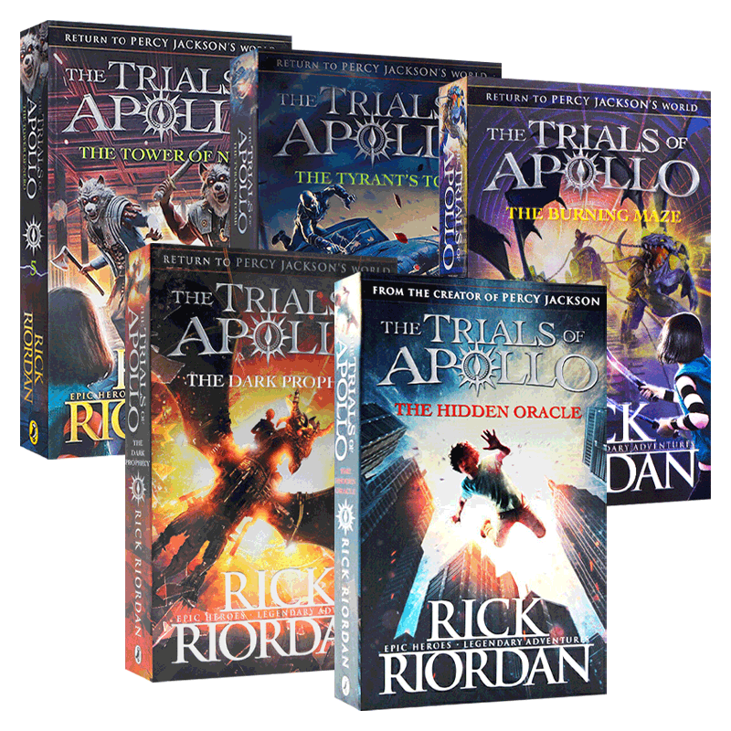 进口原版 阿波罗的审判5本套装 英文原版小说书 The Trials of Apollo 黑暗预言 燃烧的迷宫 波西杰克逊 英文版进口青少年奇幻