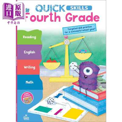 进口原版 *Carson Dellosa Quick Skills Grade 4 Workbooks All Subjects 快速技能练习册全科目 4年级 数学加减法   Carson Dell