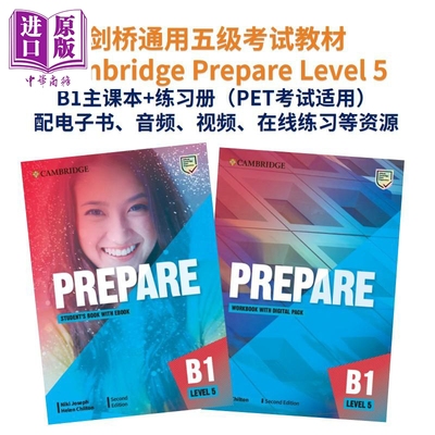 进口原版 *原版新版进口剑桥Prepare 5级学生书+练习册套装考试教材KET备考小学初中高中中学少儿英语考级 PET FCE    Cambridge U