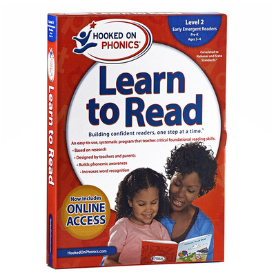进口原版 *自然拼读法 迷上自然拼读系列学与读学前级L2新版Hooked on Phonics Learn to Read Pre-K Level 2 带DVD   Hooked on P