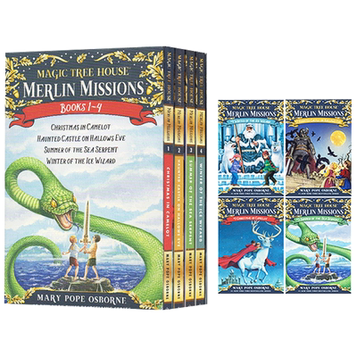 进口原版 树屋梅林的任务1-4册 英文原版 Merlin Mission1-4 The Magic Tree House 29-32 儿童桥梁章节小说的书屋英语