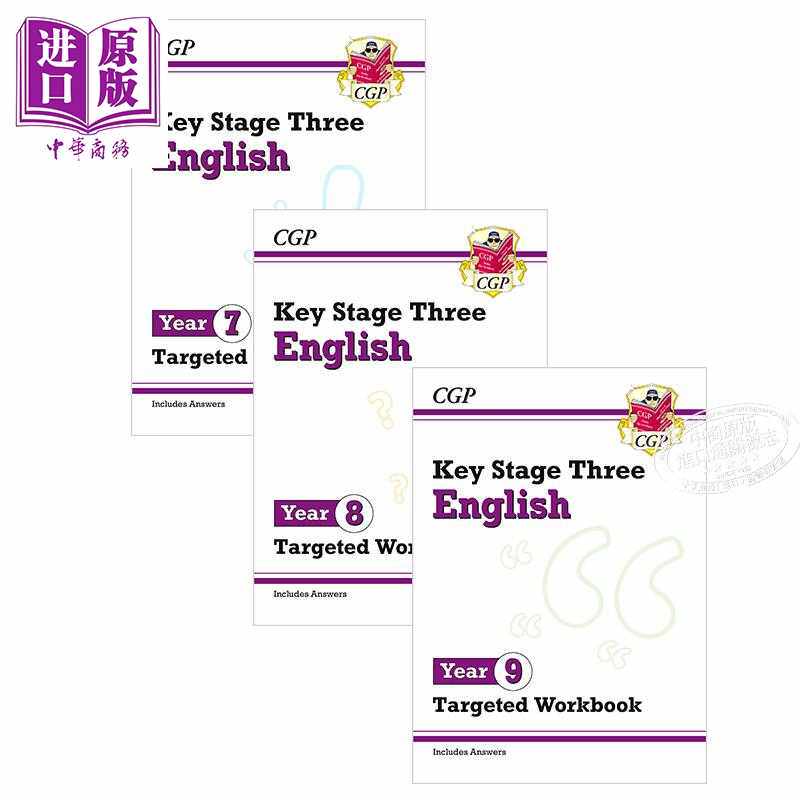 进口原版 *New KS3 English Year 7-9 Targeted Workbook含答案 CGP英语初中练习册3册   CGP