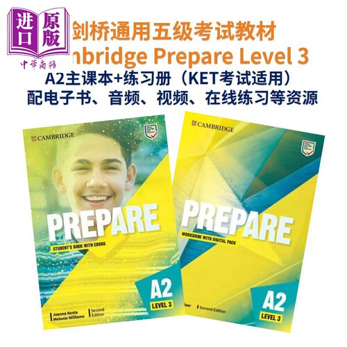 进口原版 *原版新版进口剑桥Prepare3级学生书+练习册套装考试教材KET备考 小学初中高中中学少儿英语考级 PET FCE    Cambridge U