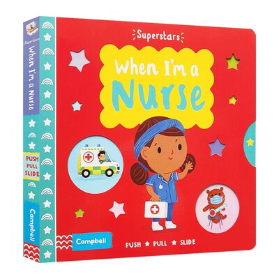 进口原版 当我是一名护士 英文原版 Superstars: When I'm a Nurse 儿童职业启蒙认知早教益智 纸板机关操作活动书 英文版 进口