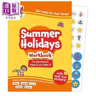 进口原版 Coordinatio Workbook 含贴纸 Summer 二年级至三年级 Holidays Activity 英语数学 英国CGP原版 7岁暑假活动手册