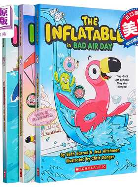 进口原版 *The Inflatables 1-3 学乐漫画 充气玩具团系列3册套装 儿童漫画章节书图像小说 英文原版进口英语图画小   SCHOLASTIC