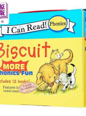 进口原版 *饼干狗自然拼读盒装12册 My First I Can Read Biscuit More Phonics Fun 英文原版 儿童拼音学习  趣味   Harper Colli