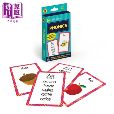 进口原版 *自然拼读卡片 4-8岁儿童 元音辅音混合音 声音识别技能卡片 Carson Dellosa Phonics Flash Cards 美国Ca   Carson Dell