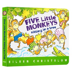 Five 进口原版 英文版 儿童英语启蒙图画故事书 Monkeys 五只小猴子坐在树上 Tree Little Sitting 廖彩杏书单 进 英文原版