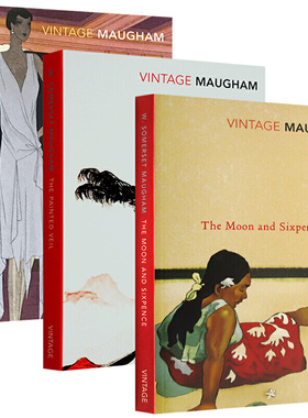 进口原版 毛姆作品集3册 英文原版 The Moon and Sixpence月亮与六便士 面纱The Painted Veil 刀锋The Razor's Edge 全英文版