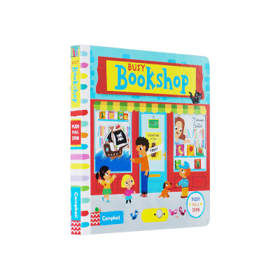 进口原版 *英文原版 Busy Bookshop 繁忙的书店 纸板机关书 儿童玩具纸板游戏操作书 带小机关 纸板游戏操作启蒙书    Campbell Bo