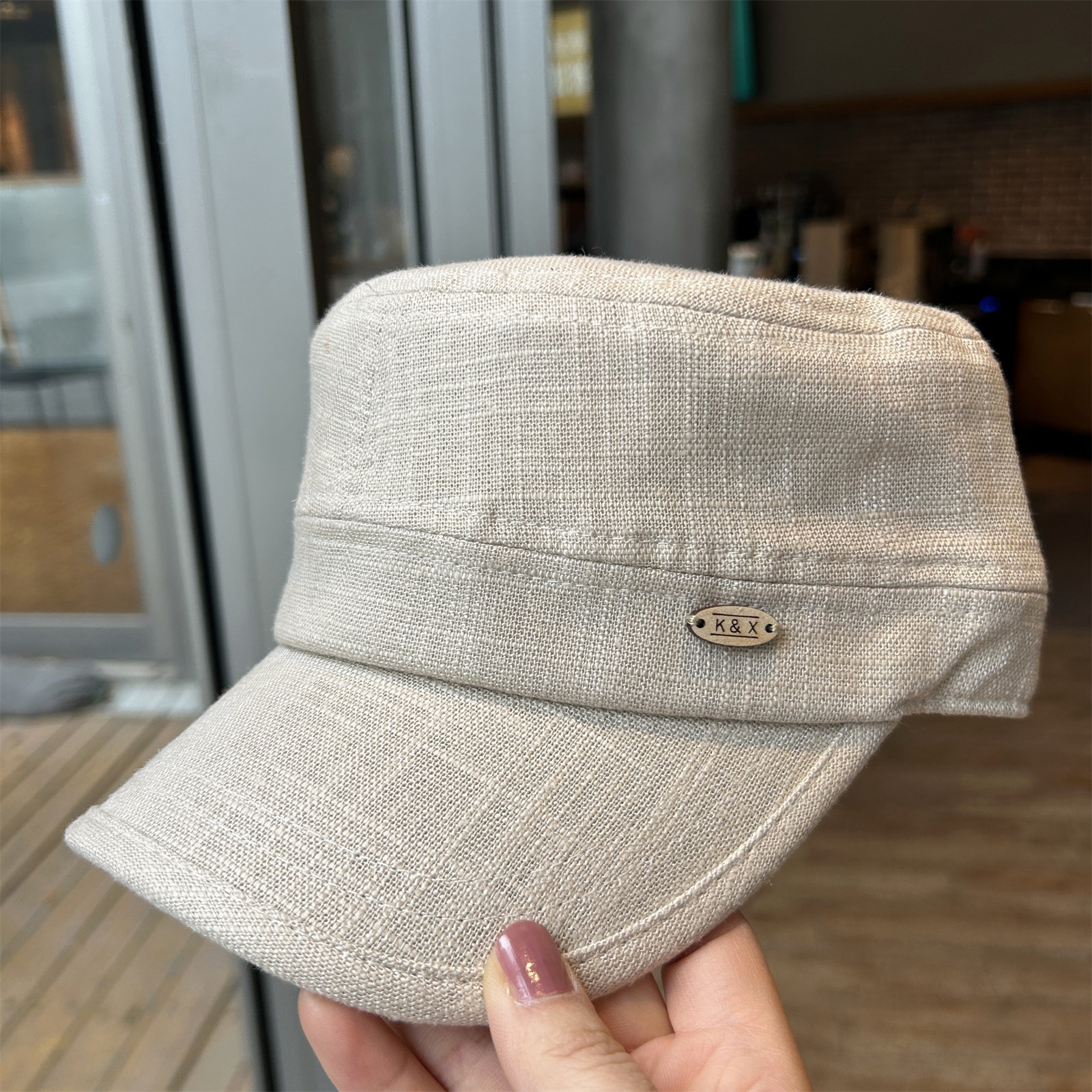 亚麻透气平顶帽百搭鸭舌帽子女春夏遮阳防晒帽时尚休闲春夏款帽子