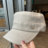 亚麻透气平顶帽百搭鸭舌帽子女春夏遮阳防晒帽时尚 帽子 休闲春夏款
