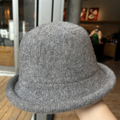 新款 复古小卷边圆顶百搭小礼帽针织秋冬羊毛保暖纯色渔夫帽盆帽女
