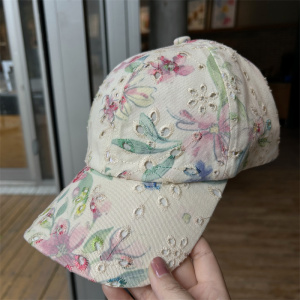 新款韩版刺绣印花棒球帽女复古风显脸小潮流时尚鸭舌帽百搭透气