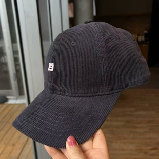 新款美式秋冬新款笑脸灯芯绒棒球帽休闲简约个性百搭鸭舌帽子男女