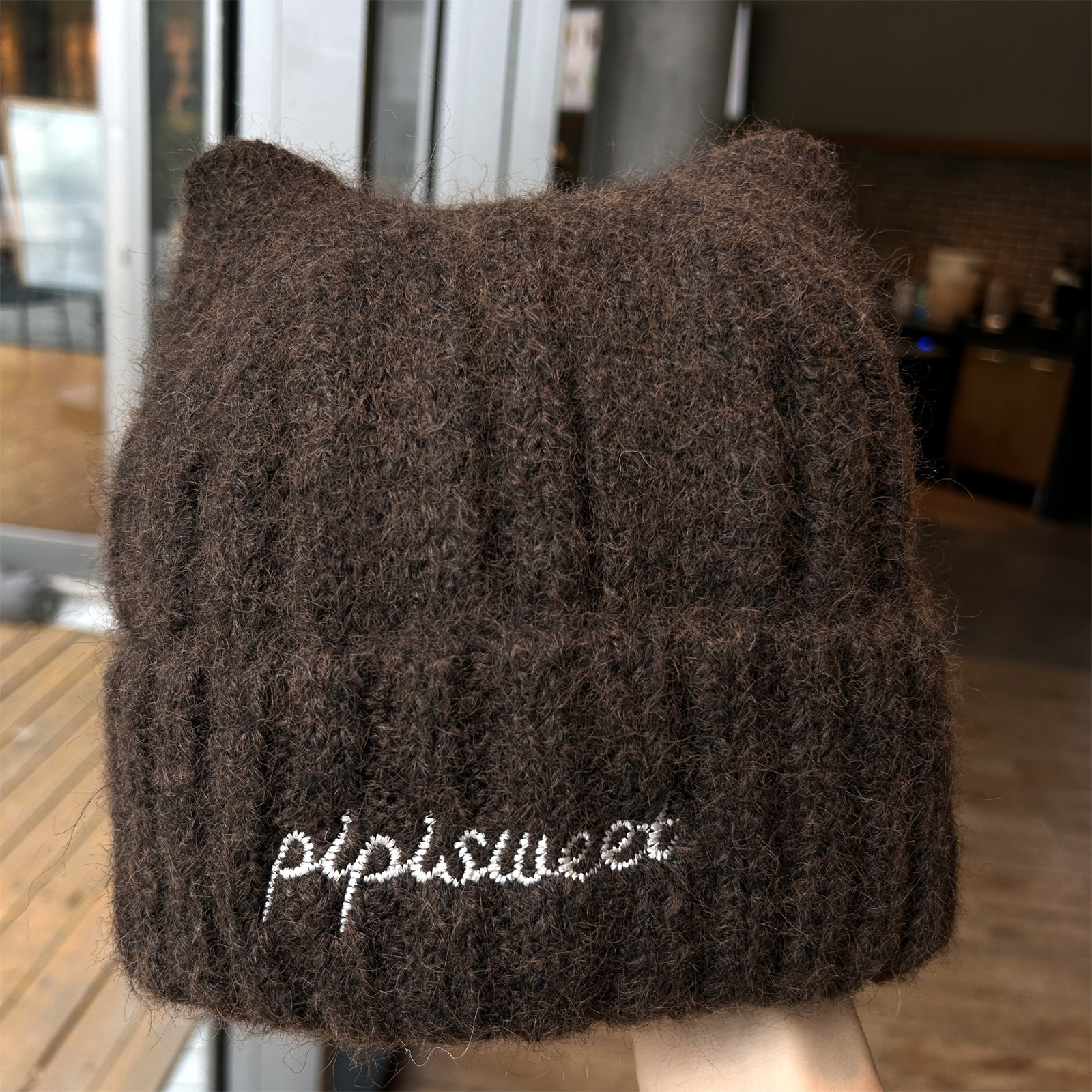 猫耳朵可爱毛线帽秋冬加厚