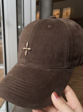 新款软顶磨毛棉布棒球帽男女通用简约大方鸭舌帽显脸小纯色帽子