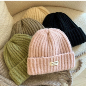 秋冬款 宽松显瘦休闲毛线帽子女保暖小众网红贴布字母针织帽冷帽潮