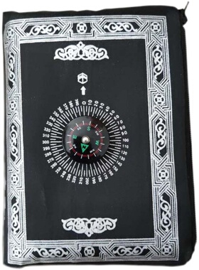 100x60厘米毯子带指南针旅行毯便携式小包毯黑色