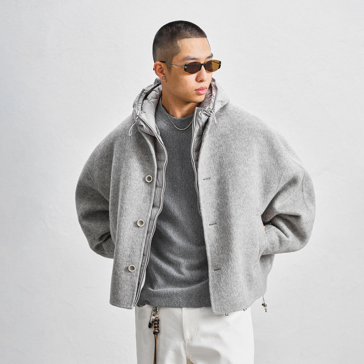 JUPSTUDIO高级感轻熟风假两件羽绒服男冬季防寒保暖休闲纽扣外套