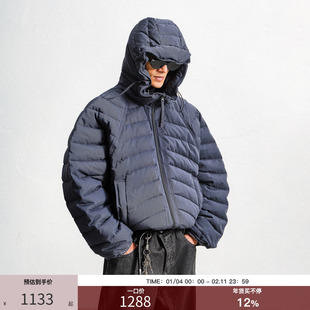 JUPSTUDIO双拉链辑行排骨鹅绒服男冬季厚款保暖抽绳连帽防寒外套