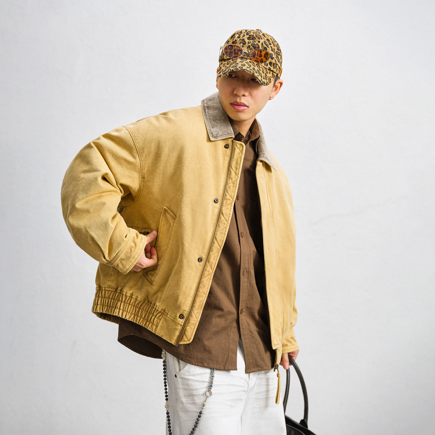 JUPSTUDIO工装翻领夹克羽绒服男