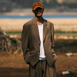 JUP日系文艺复古春秋休闲西装 男外套cityboy宽松百搭日常通勤西服