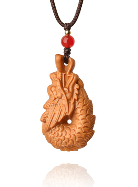 本命年生肖龙吊坠属龙吉祥物挂件男女项链钥匙扣手机链芭比檀木