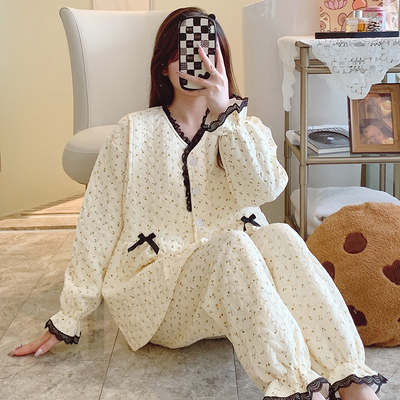 纯棉月子服产后冬加厚款产妇孕期哺乳孕妇睡衣秋冬季喂奶家居服