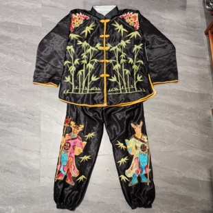 新款唐装套装大二爷后背绣金身衣服牛头马面跳童乩童袍荧光夜光袍