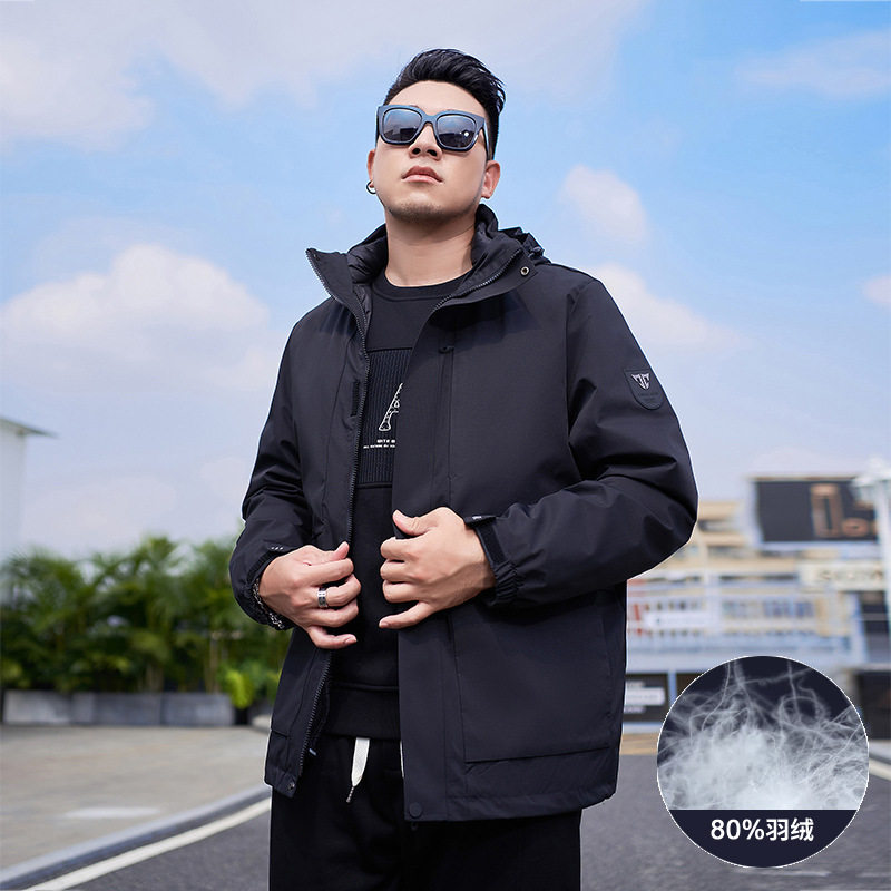【80鸭绒轻薄羽绒服】大码男装冬季内胆可单穿两件套宽松冲锋衣男,男装,大码上装,淘宝优惠券,粉丝福利购,淘宝优惠卷