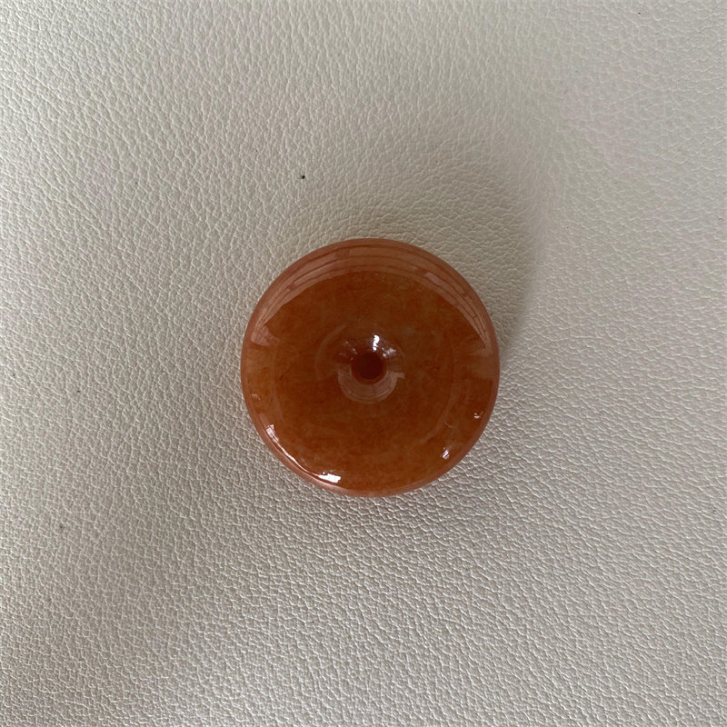 半天然半人工烤色缅甸红翡圆形玉扣翡翠平安扣肥扣玉怀古吊坠