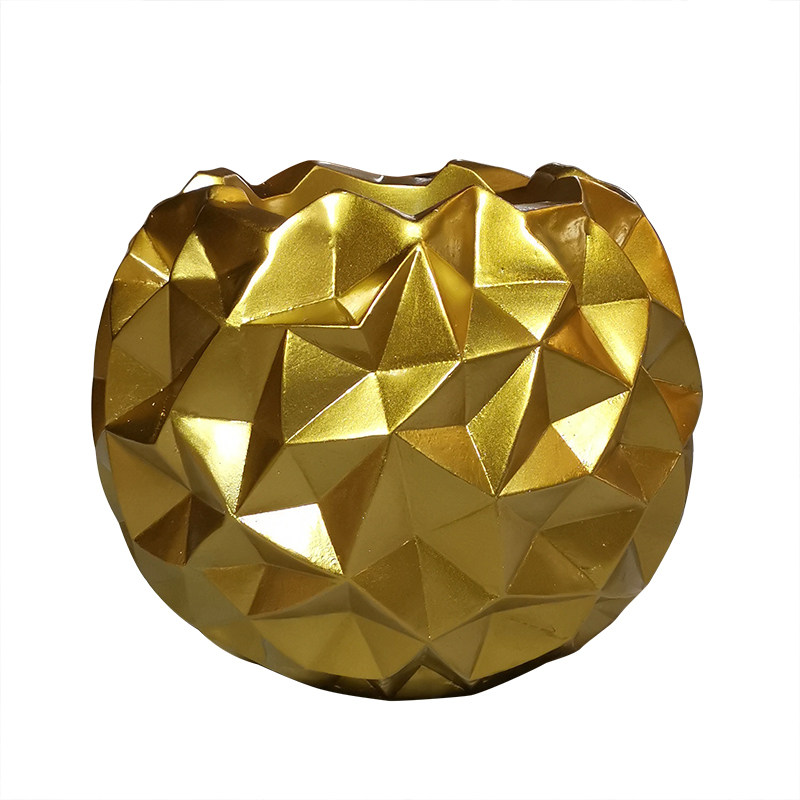 水立方蜂窝纹路圆形大花盆桌面酒店会所装饰插花花器花艺摆件